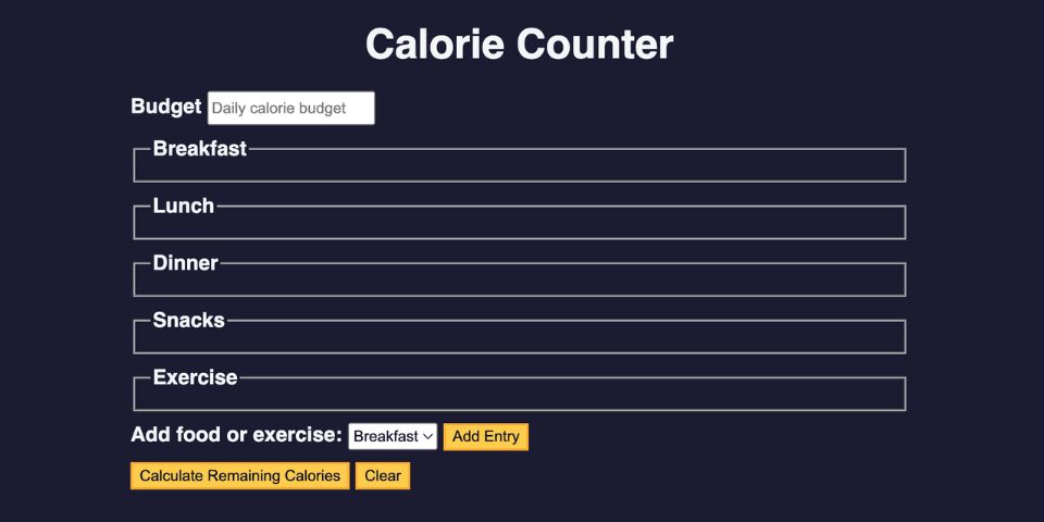 Calorie Counter Form